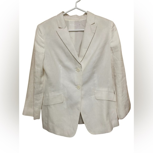 White 100% Linen Woman’s Blazer, Size 12. - Picture 1 of 10